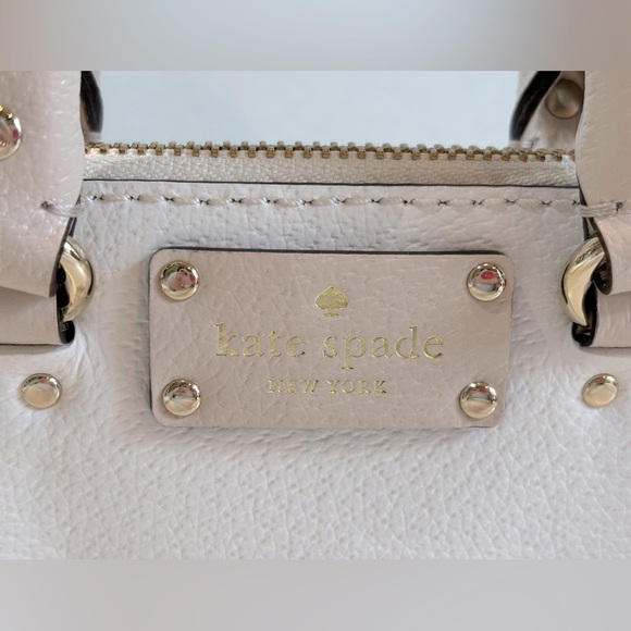 Kate Spade Mini Bag Handbag Crossbody or Carry Satchel Purse White/Tan‎ Leather - Picture 11 of 14